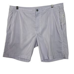 Onia Calder 7.5" Swim Shorts Mens Size 36 Purple White Stripes Seersucker